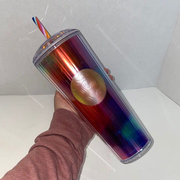 Starbucks rainbow dome lid cold cup tumbler 24 oz